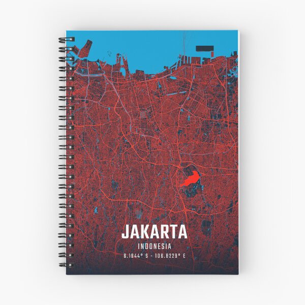 Item preview, Jakarta Red & Blue Minimalist Map designed and sold by HomeLivingCo.