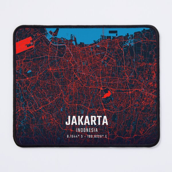 Item preview, Jakarta Red & Blue Minimalist Map designed and sold by HomeLivingCo.