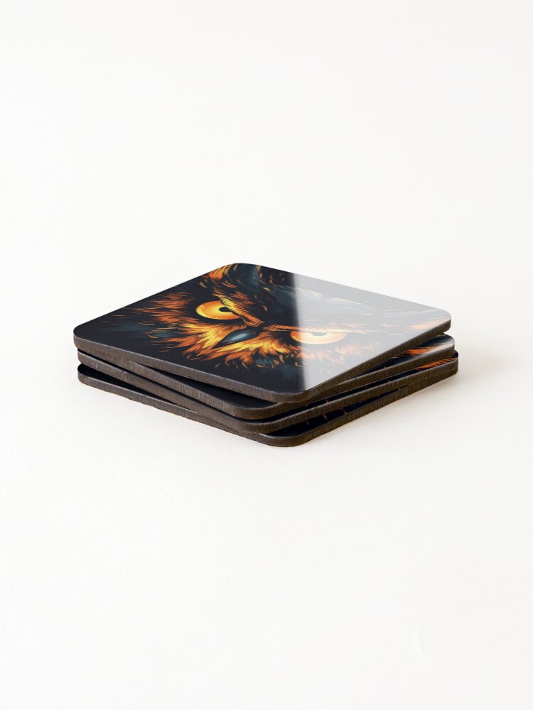 Thumbnail 4 of 5, Coasters (Set of 4), Owl V3 designed and sold by RWT-Design.