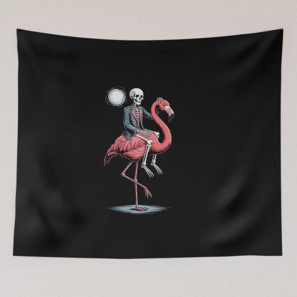 Item preview, Skeleton Riding Pink Flamingo designed and sold by jkrphoto.