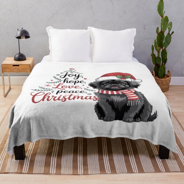 Item preview, Joy Hope Love Peace Christmas Black Shih Tzus designed and sold by Sunset4Bones.