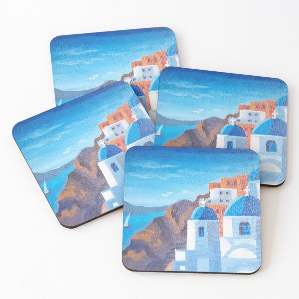 Item preview, Barolo Beach Santorini - Side View of Santorini Blue Dome Church  designed and sold by BiniScenery.