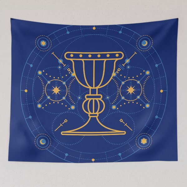 Item preview, graphic of holy grail with futuristic element presented by Tarot card style designed and sold by NiamLab.