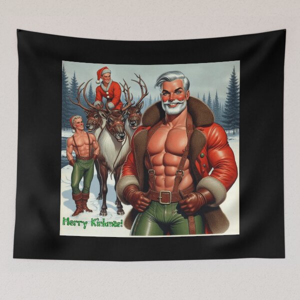 Item preview, Camp Christmas Gay Leather Collection "Merry Kinkmas" Gay Leather Pride Graphic Design designed and sold by ItsAKinkThing.