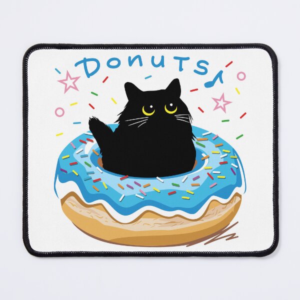 Item preview, Black Cat in Blue Donut – Cute Dessert Lover Design designed and sold by AckeeWolf.