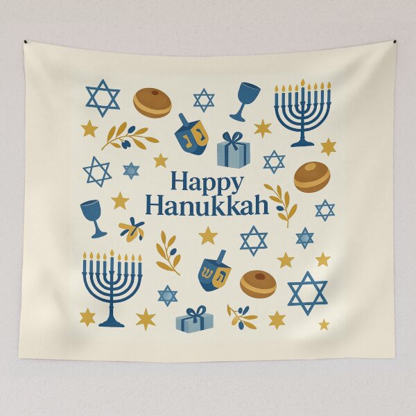 Item preview, Happy Hanukkah Pattern - Menorahs, Stars of David designed and sold by Myra365Art.