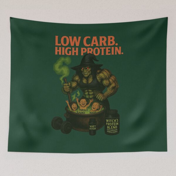 Item preview, Low Carb. High Protein. – Halloween Horror Dark Humor Witch Fitness Parody Artwork designed and sold by SablePL.