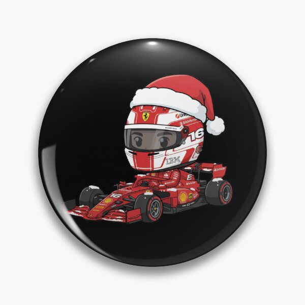Artikelvorschau, Charles Leclerc CL16 Weihnachtsthema Formel 1 Rennen 2025 Aufkleber und Magnet für F1-Fans entworfen und verkauft von Pink Polar F1.