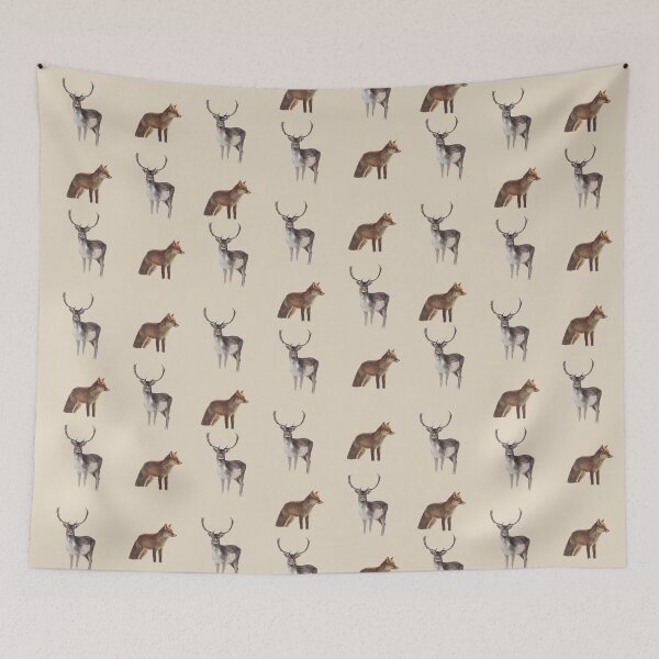 Item preview, Deer and Fox Pattern designed and sold by NicolasGlowArt.