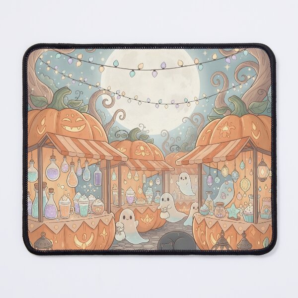 Item preview, Moonlit Pumpkin Street Market – Pastel Witchcore Halloween Art Print designed and sold by Shoppersoul.