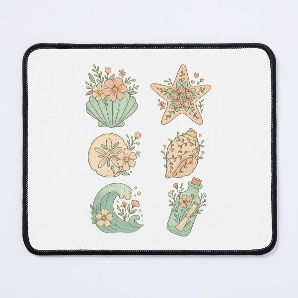 Item preview, Floral Seashell and Ocean Set – Pastel Coastal Cottagecore Aesthetic designed and sold by inkoutninja.
