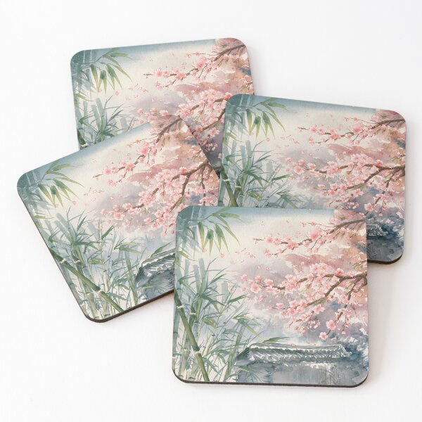 Item preview, Japanese Cherry Blossom & Bamboo Grove Painting designed and sold by Tamas Das.