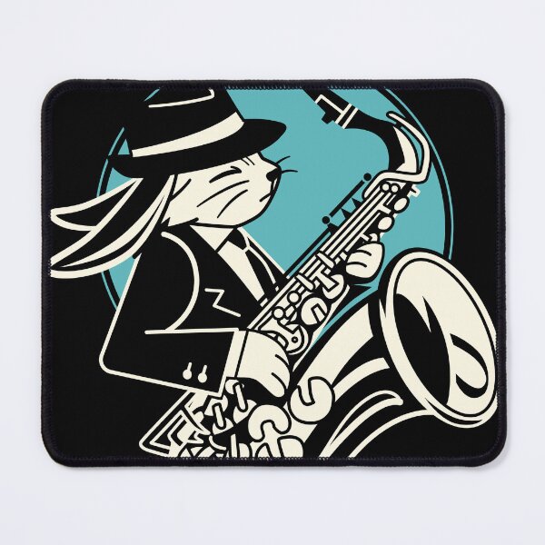 Item preview, Cool Jazz Rabbit – Saxophone Player Under the Spotlight_BK designed and sold by AckeeWolf.