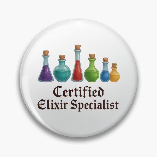 Item preview, Certified Elixir Specialist – Colorful Potion Bottles Fantasy Design designed and sold by inkoutninja.