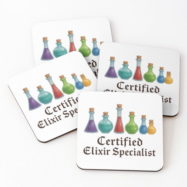 Item preview, Certified Elixir Specialist – Colorful Potion Bottles Fantasy Design designed and sold by inkoutninja.