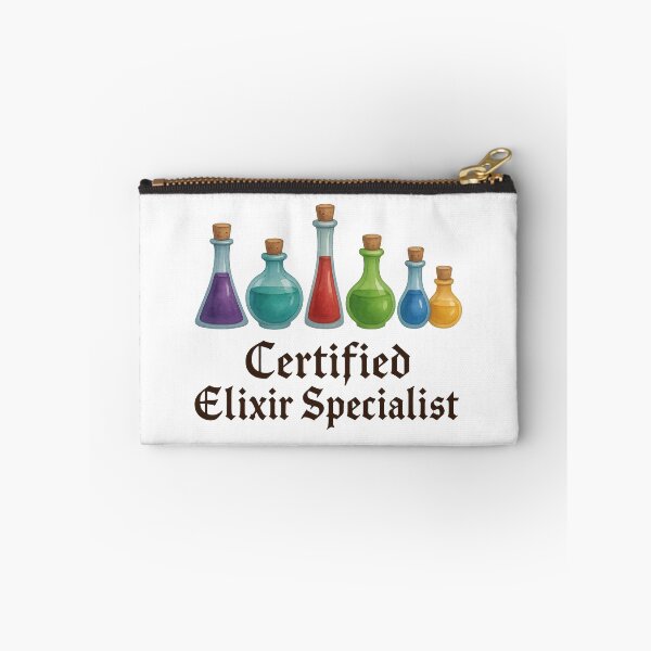 Item preview, Certified Elixir Specialist – Colorful Potion Bottles Fantasy Design designed and sold by inkoutninja.
