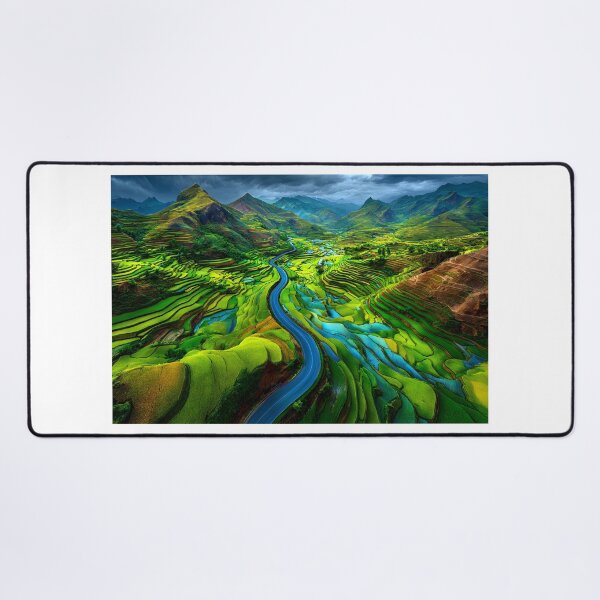 Item preview, Lush Green Terraced Rice Fields and Winding River designed and sold by Artessie.