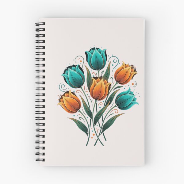 Item preview, Teal&Orange Tulip Glow - Elegant Floral ART designed and sold by CARTOON CRAZE.