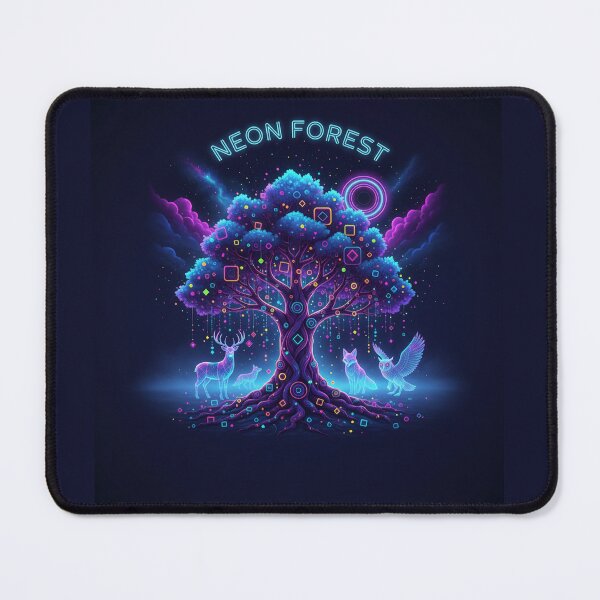 Item preview, Neon Forest – Glowing Tree with Luminous Animals & Geometric Lights designed and sold by SaicoGN.
