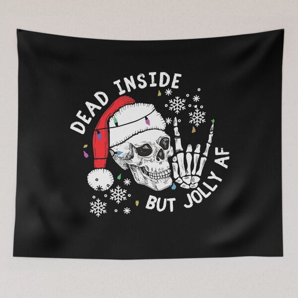 Item preview, Dead Inside But Jolly Af Skull Santa Light Skeleton designed and sold by DakirooStudio.