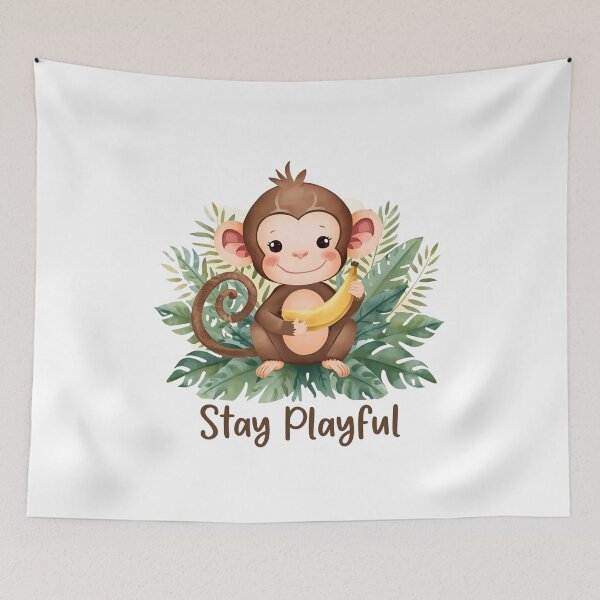 Item preview, Stay Playful – Funny monkey with banana | Good-mood design for optimists designed and sold by ParaSiempreS.