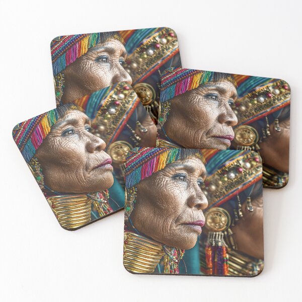 Item preview, A Woman with  Carnival Face Art with Feathers and Colors designed and sold by Artessie.