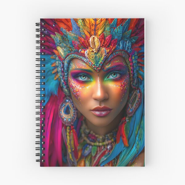Item preview, A Woman with  Carnival Face Art with Feathers and Colors designed and sold by Artessie.