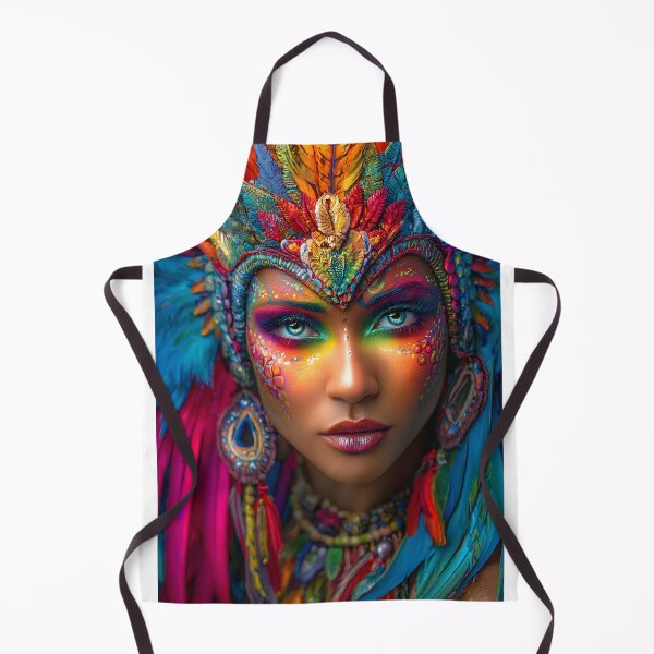 Item preview, A Woman with Carnival Face Art with Feathers and Colors designed and sold by Artessie.