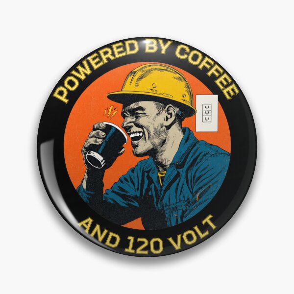 Item preview, Powered by Coffee and 120 Volt | Funny Hardhat Electrician Humor Gift | Vintage Worker Art designed and sold by CrunchyGoats.