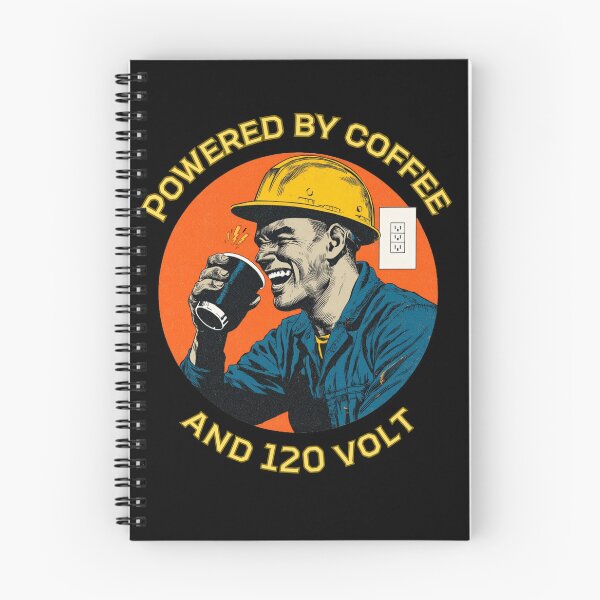 Item preview, Powered by Coffee and 120 Volt | Funny Hardhat Electrician Humor Gift | Vintage Worker Art designed and sold by CrunchyGoats.