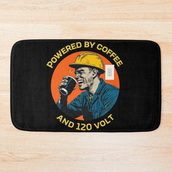 Item preview, Powered by Coffee and 120 Volt | Funny Hardhat Electrician Humor Gift | Vintage Worker Art designed and sold by CrunchyGoats.