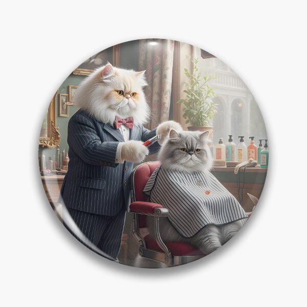 Item preview,  A Persian Cat Barber Trimming the Fur of another Persian designed and sold by Huskyyy Designs.
