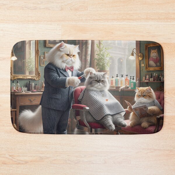 Item preview,  A Persian Cat Barber Trimming the Fur of another Persian designed and sold by Huskyyy Designs.