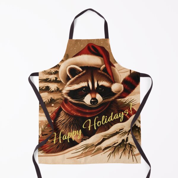 Item preview, Holiday Racoon with Christmas Cap: Vintage Christmas Spirit | Gift for Christmas | Happy Holidays | Vintage Winter Holiday Art | Vintage Artwork designed and sold by UnhingedBird.