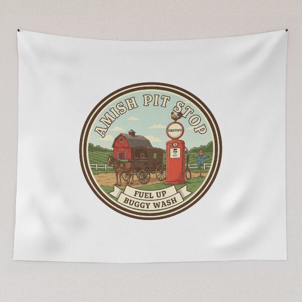 Item preview, Amish Pit Stop - Fuel Up Buggy Wash - Funny Horsepower Retro Design designed and sold by RedDelaney.
