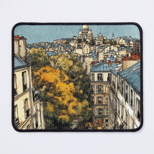 Item preview, Paris Rooftops and Montmartre View – Watercolor and Ink Illustration designed and sold by mliotard.