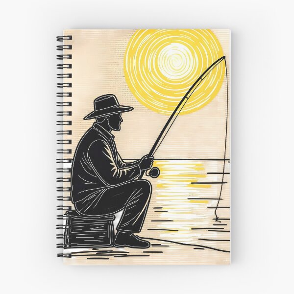 Aperçu de l'œuvre Gone Fishin - Silhouette de pêcheur au coucher du soleil vintage créée et vendue par REDCLASH2002.
