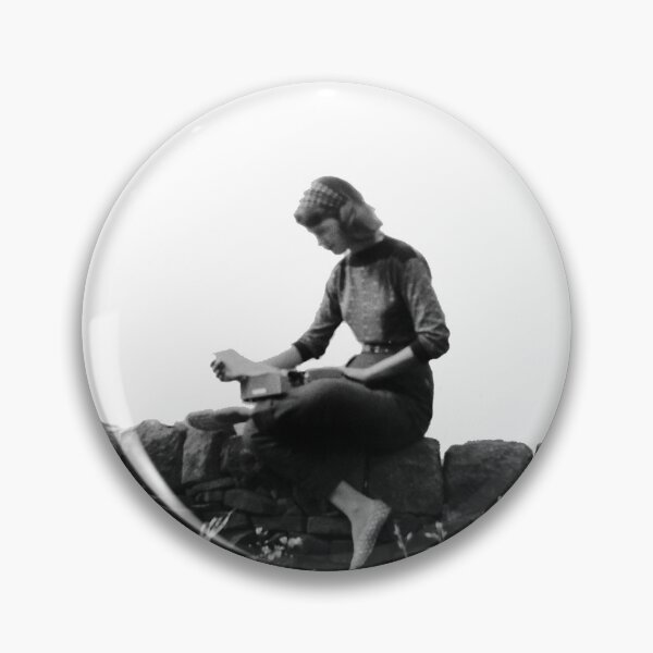 Item preview, Vintage Sylvia Plath portrait sitting on a stone wall designed and sold by gibbianne.