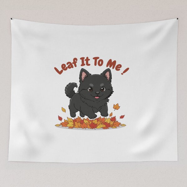 Item preview, Leaf It To Me Schipperke Dog Running in Fall Leaves Cute Autumn designed and sold by The Real Life Symphony.