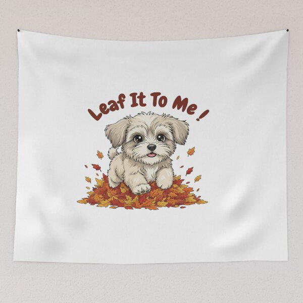 Item preview, Leaf It To Me Tibetan Terrier Dog Running in Fall Leaves Cute Autumn designed and sold by The Real Life Symphony.