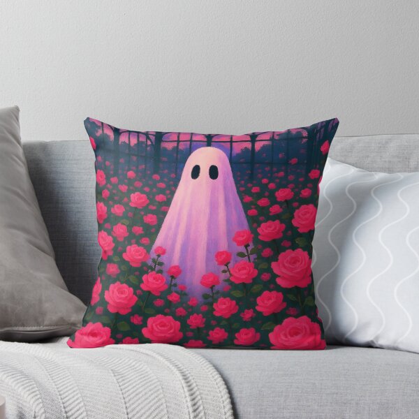Item preview, Ghost Among Pink Roses – Eerie Greenhouse Dream designed and sold by EmeraldeaArt.