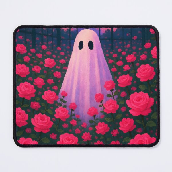 Item preview, Ghost Among Pink Roses – Eerie Greenhouse Dream designed and sold by EmeraldeaArt.