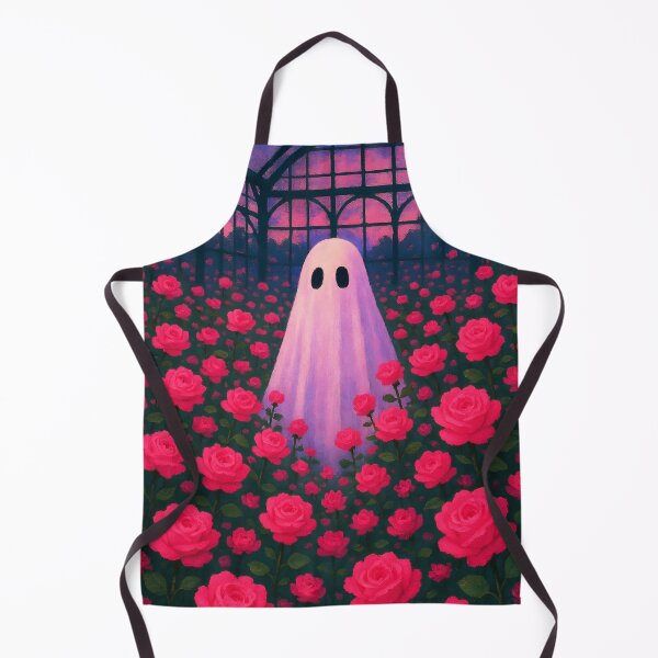 Item preview, Ghost Among Pink Roses – Eerie Greenhouse Dream designed and sold by EmeraldeaArt.