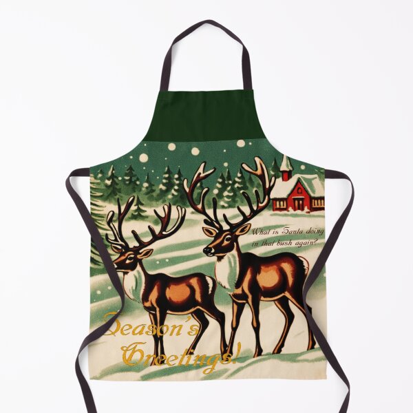 Item preview, Reindeers Guard Santa's Secrets in the Wilderness | Vintage Winter Holiday Greeting Card | Season's Greetings | Vintage Christmas Holiday Art | Vintage Reindeer Art designed and sold by UnhingedBird.