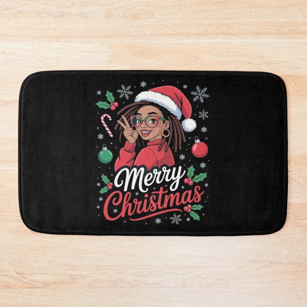 Item preview, African American Black Woman Loc'd Girl Merry Christmas designed and sold by HaileyRobel.