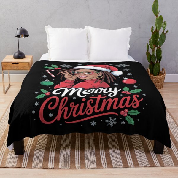 Item preview, African American Black Woman Loc'd Girl Merry Christmas designed and sold by HaileyRobel.
