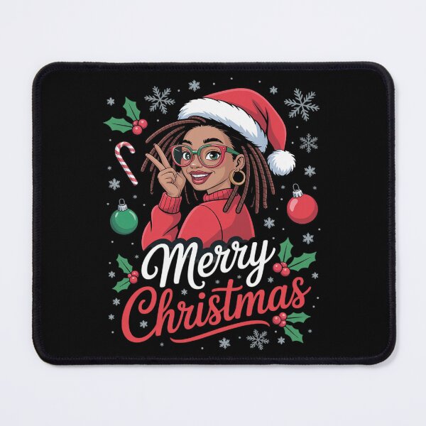 Item preview, African American Black Woman Loc'd Girl Merry Christmas designed and sold by DrewLeuschke.