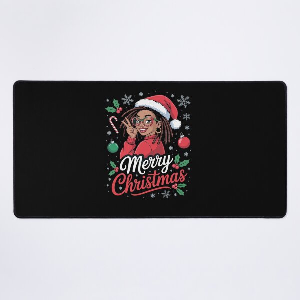Item preview, African American Black Woman Loc'd Girl Merry Christmas designed and sold by DrewLeuschke.