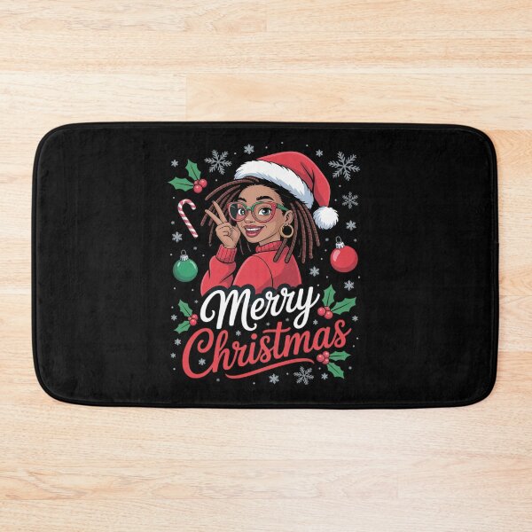 Item preview, African American Black Woman Loc'd Girl Merry Christmas designed and sold by DrewLeuschke.
