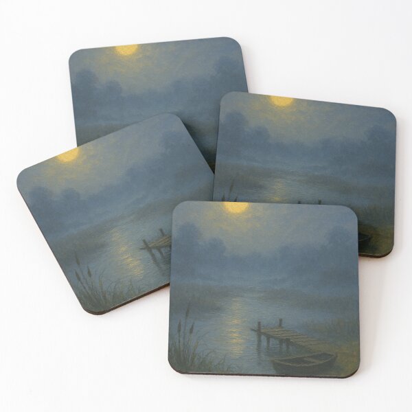 Item preview, Foggy Marshland – Wooden Pier & Rowboat in Mist designed and sold by Syrupulse.